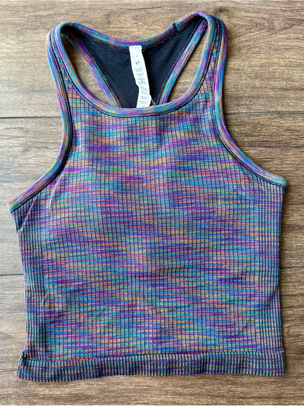 Lululemon Size 4 - Ebb To Street Racerback Crop Tank Top - Rainbow Multi Black